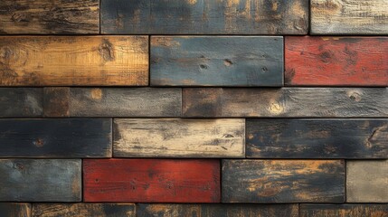 Colorful wooden plank wall