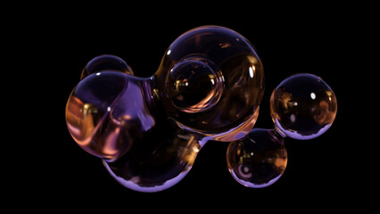 Aufkleber - Abstract floating circles with space on a black background. a 3D-colored sphere with a color spectrum. Template for a sleek, contemporary gradient. 3D rendering.