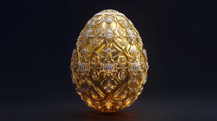 Wall Mural - Golden easter egg isolated, luxury jewelry gift, fantasy abstract faberge imitation, generative ai illustration. Russian Faberg Egg. Illustration