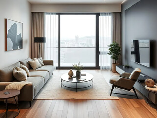 Modern luxury apartment interior in minimal scandinavian style