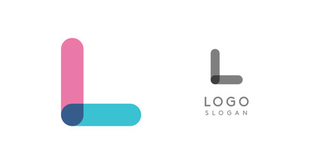 Aufkleber - Soft rounded trendy logo, geometric colorful letter L with a modern tech feel, playful monogram design for corporate identity, creative branding, logotype template. Vector logotype