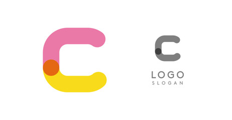 Aufkleber - Soft rounded trendy logo, geometric colorful letter C with a modern tech feel, playful monogram design for corporate identity, creative branding, logotype template. Vector logotype
