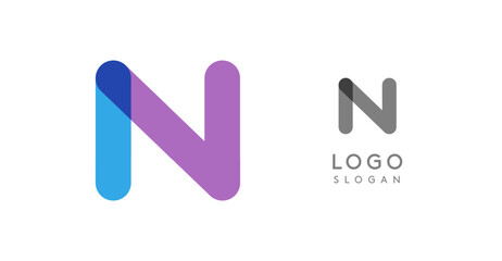 Poster - Soft rounded trendy logo, geometric colorful letter N with a modern tech feel, playful monogram design for corporate identity, creative branding, logotype template. Vector logotype