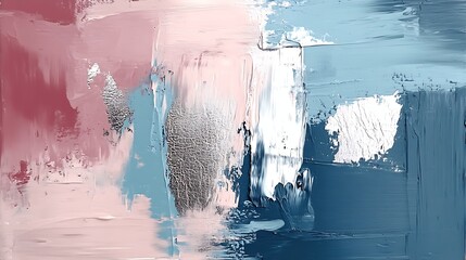 Poster - Abstract Pastel Art with Texture in Pink Blue and Silver Hues : Generative AI