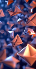 Poster - Surreal Abstract Landscape of Floating Orange and Blue Envelopes in Motion : Generative AI