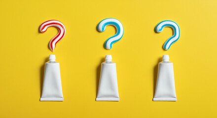 Poster - Question mark graphic design on yellow background with creative colors and textures