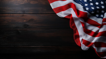 American flag on dark wooden background for July 4th
