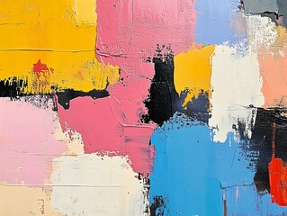 Poster - Colorful Abstract Textured Oil Painting with Vibrant Brush Strokes and Expressive Patterns : Generative AI