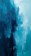 Poster - Aqua Blue Paint with Blended Dark and Light Shades in Abstract Art : Generative AI