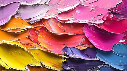 Poster - Colorful Textured Abstract Art with Thick Layers of Acrylic Paint Creating a Dynamic Visual Impact : Generative AI