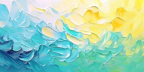 Leinwandbilder - Textured Abstract Oil Painting with Energetic Blue and Yellow Hues : Generative AI