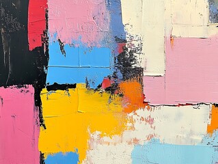 Poster - Dynamic Abstract Oil Painting with Colorful Geometric Shapes and Bold Brush Strokes : Generative AI