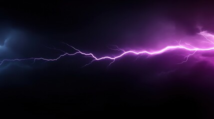 Electric purple and blue lightning bolt on dark sky