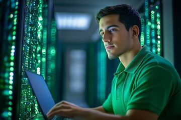 Poster - Professional IT Technician Managing Critical Server Network in Data Center Facility : Generative AI