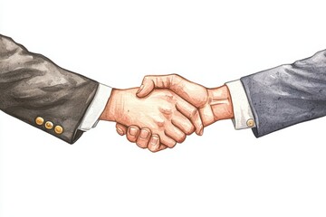 Two business hands engaging in a handshake, symbolizing partnership and cooperation on a white isolated background.