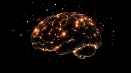 Wall Mural - A glowing human brain with sparks flying off of it, symbolizing the power of thought and creativity.