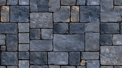 Poster - A seamless pattern of dark blue stone blocks creates a sophisticated backdrop for various design applications, enhancing any interior space SEAMLESS PATTERN