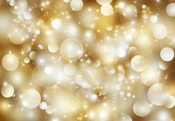 Poster - A background of golden, glittering bubbles and stars on an abstract, light brown gradient background create a festive atmosphere for Christmas or other special events.