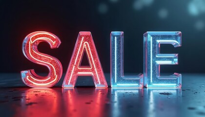 Wall Mural -  Illuminated Sale Sign Perfect for Promotions