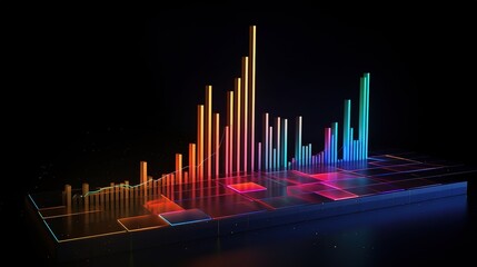 Poster - Colorful 3D Bar Chart Visualization in Dark Background