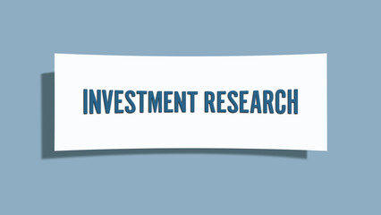 Investment Research. A card isolated on blue background.