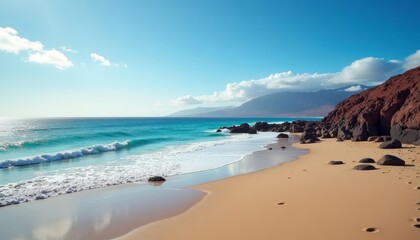 Sticker -  Tranquil beach escape under a clear sky