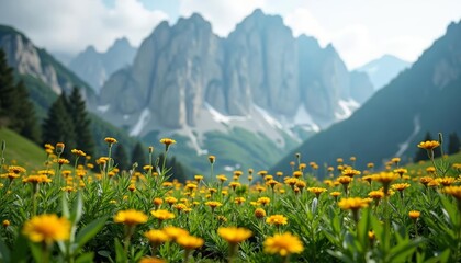 Sticker -  Blooming beauty in the mountains embrace