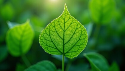 Poster -  Vibrant Life  A single leaf stands out in a sea of green