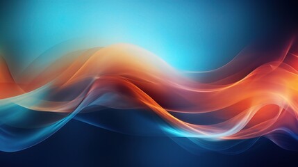 Poster - Abstract 3D Waves of Light in Blue and Orange