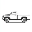 © keystoker - A minimalist line drawing of a pickup truck in black and white, designed for use in various digital projects and graphic illustrations, icon