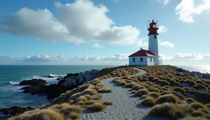 Wall Mural -  A serene coastal scene with a lighthouse