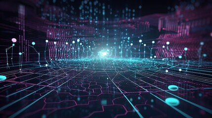 Poster - Futuristic 3D Digital Network Visual Representation