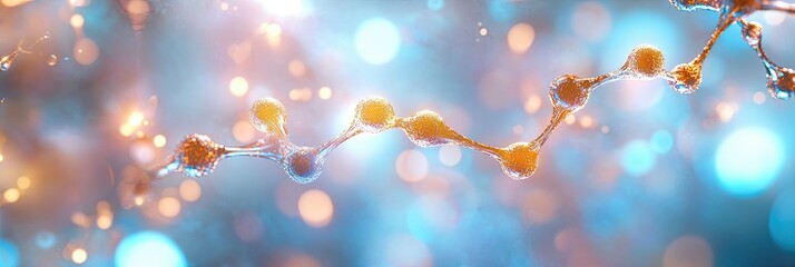 Poster - Glowing Abstract DNA Helix Intertwined in Vibrant Metabolic Biochemistry Network
