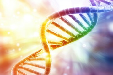Poster - Vibrant Abstract DNA Double Helix Intertwined Within a Glowing Biochemistry Network