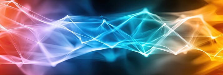 Poster - Vibrant Abstract Geometric DNA and Metabolic Network in Luminous Colors