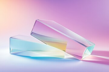Poster - Radiant Chrome Effect Shapes Creating a Vibrant Interplay of Colored Light on a Softly Lit Surface