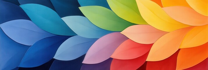 Poster - Colorful Overlapping Leaves Creating a Stunning Gradient in an Abstract Floral Design