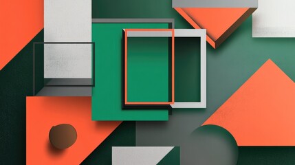Poster - A geometric-inspired official book cover design with bold green, grey, and orange elements, featuring photo frames that add a personalized and creative touch.