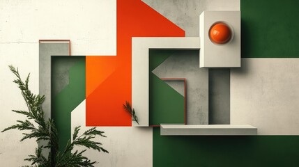 Poster - A geometric-inspired official book cover design with bold green, grey, and orange elements, featuring photo frames that add a personalized and creative touch.