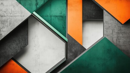 Poster - Modern book cover design with geometric shapes in green, grey, and orange, highlighted by photo frames, creating a clean and organized visual presentation.