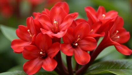 Wall Mural -  Vibrant red flowers in bloom