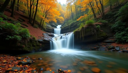 Wall Mural -  Natures serene beauty in autumn hues