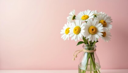 fresh and cheerful daisies in a glass vase