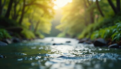 Wall Mural -  Tranquil stream in a lush forest perfect for a serene escape