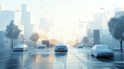 Poster - Innovative lowpoly wire mesh design for smart transportation networks in urban settings