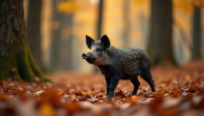 Wall Mural -  Autumns quiet observer in the forest