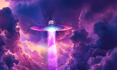Wall Mural - UFO in the Clouds