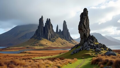 Canvas Print -  Majestic rock formations in a serene landscape