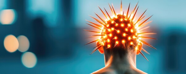 Poster - Conceptual representation of creativity and innovation with glowing brain spikes.