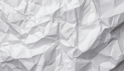 Poster - A close-up of crumpled white paper featuring a textured surface, highlighting its irregular creases and folds.